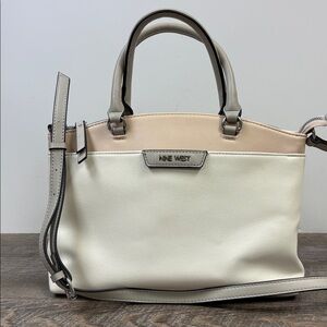 Nine West “Lynn” Satchel – Cream & Blush Faux Leather